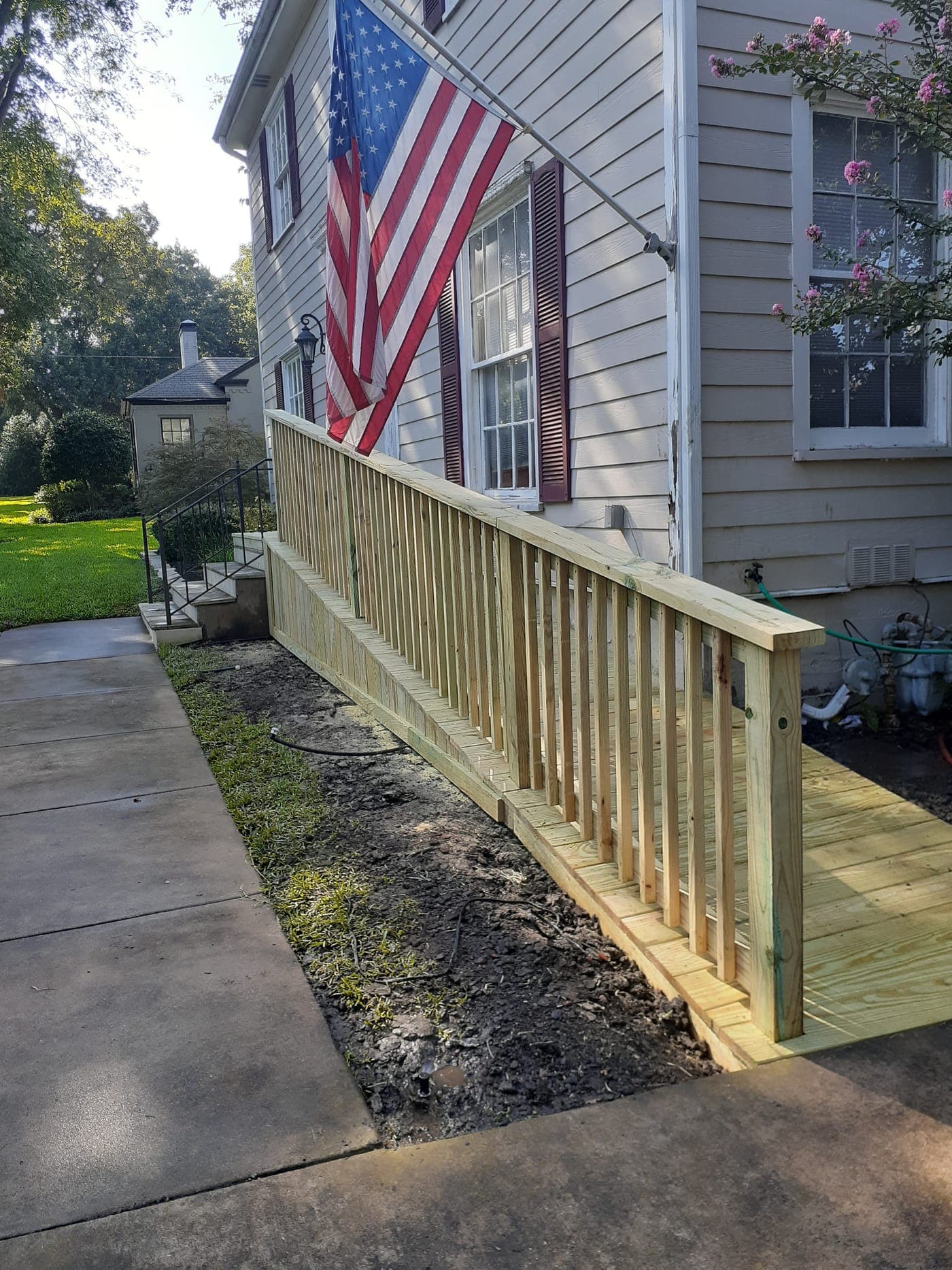 Cedar deck in Allen, TX — multi-level with integrated bench