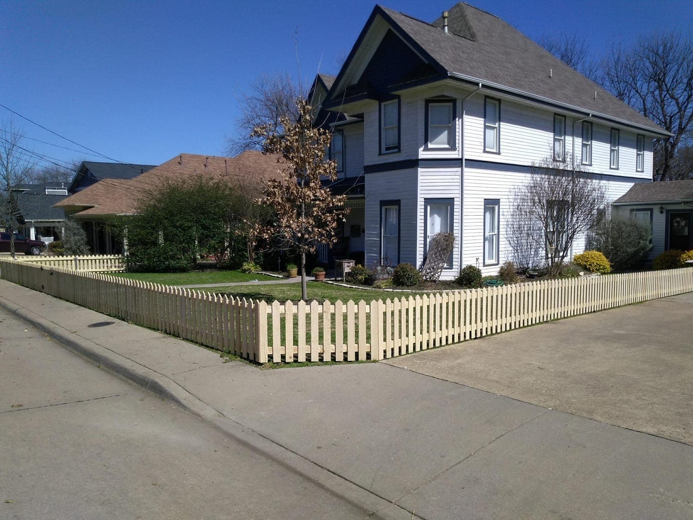 Cedar fence in Allen, TX — corner-lot installation