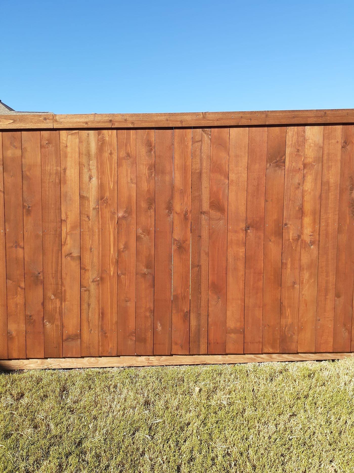 Custom cedar fence with metal insert panels in Frisco, TX