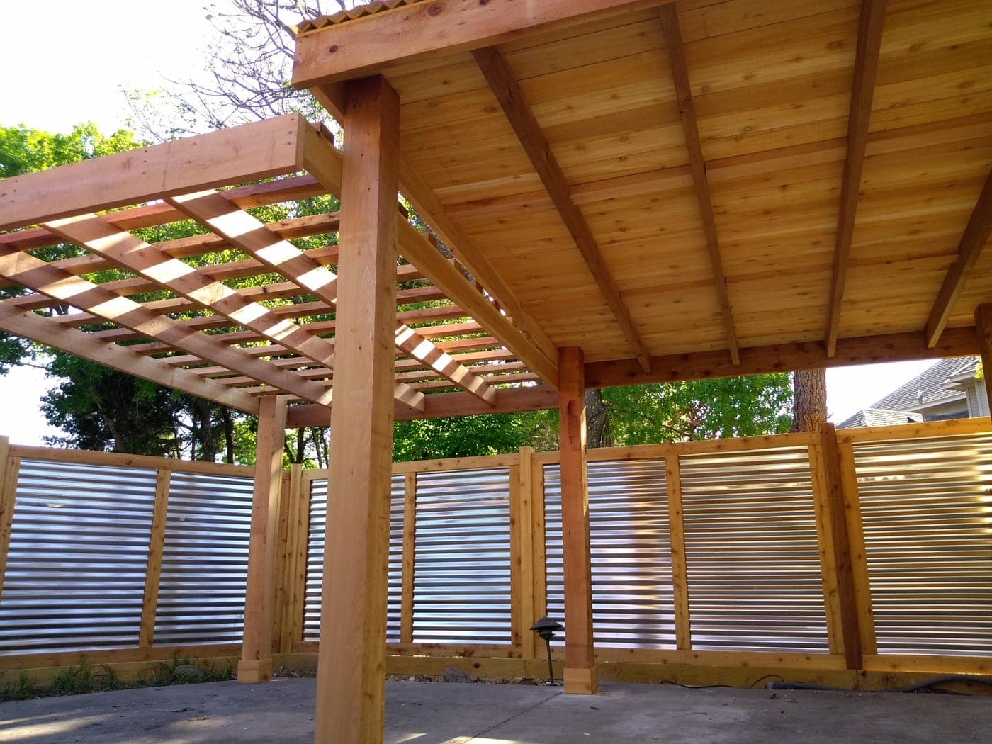 Covered patio with fiberglass roofing in Frisco, TX